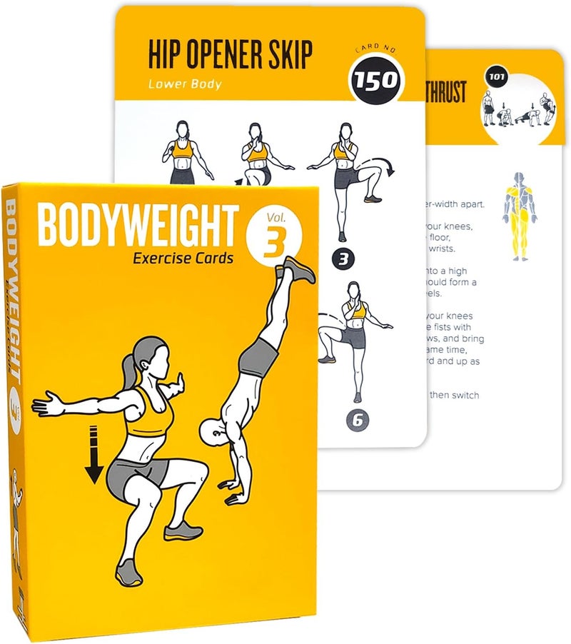 ELAORY Bodyweight Fitness Planners, 62 Exercises Cards Deck Large Size 5" x 3.5" Fitness Cards for Women & Men, Beginner Fitness Guide to Training Exercises at Home or Gym (Bodyweight, Vol 3) - Image 1